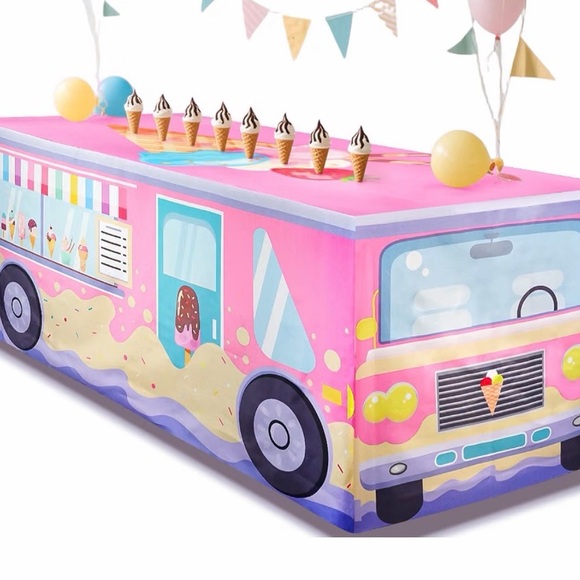 Other - Ice cream truck with ice cream cones and sprinkles table cloth rectangle